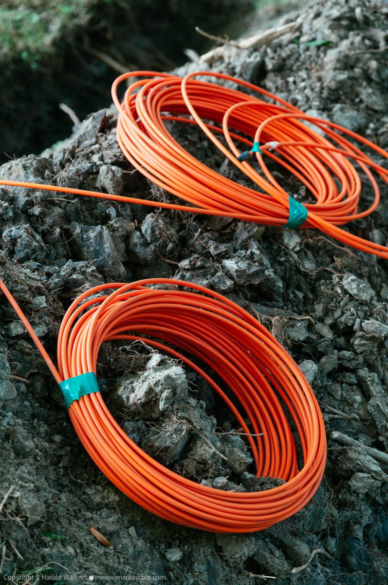 Stock photo of Orange fiberglass cables