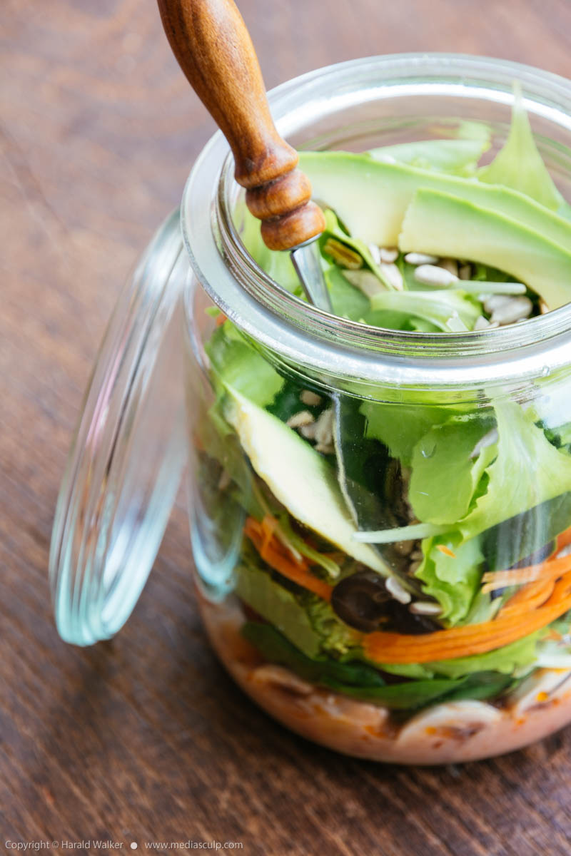 Stock photo of Mixed salad in a jar