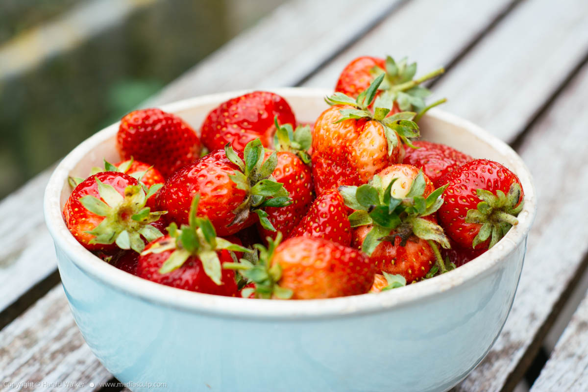 Stock photo of Bowl with strawberries