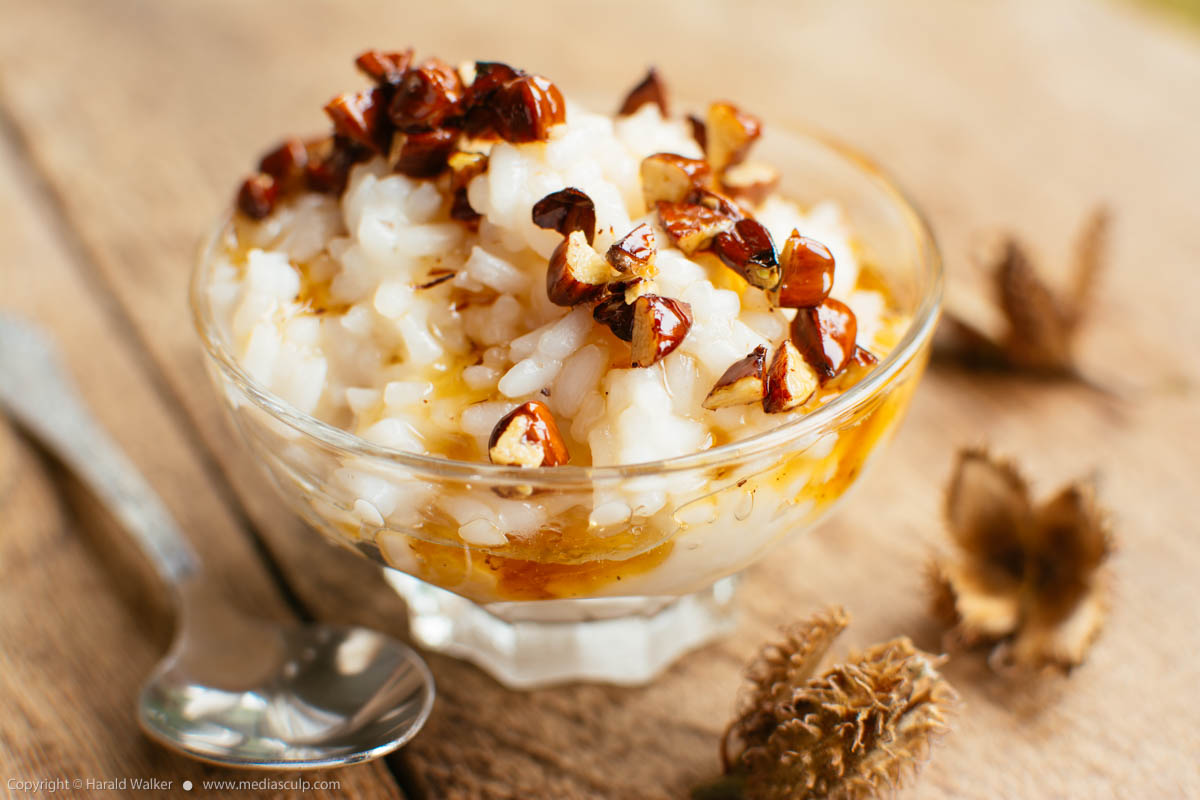 Stock photo of Beechnut topping over Rice Pudding