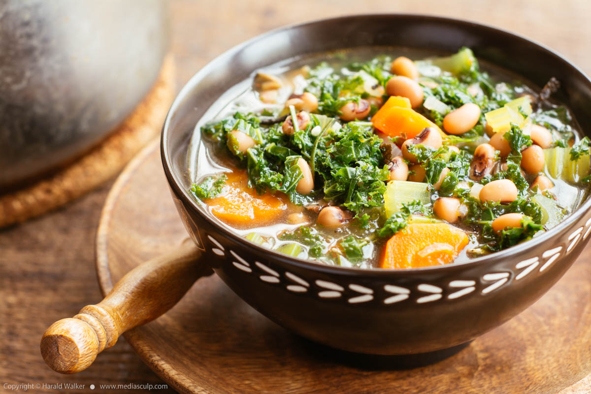 Stock photo of Black-eyed Peas and Kale Soup