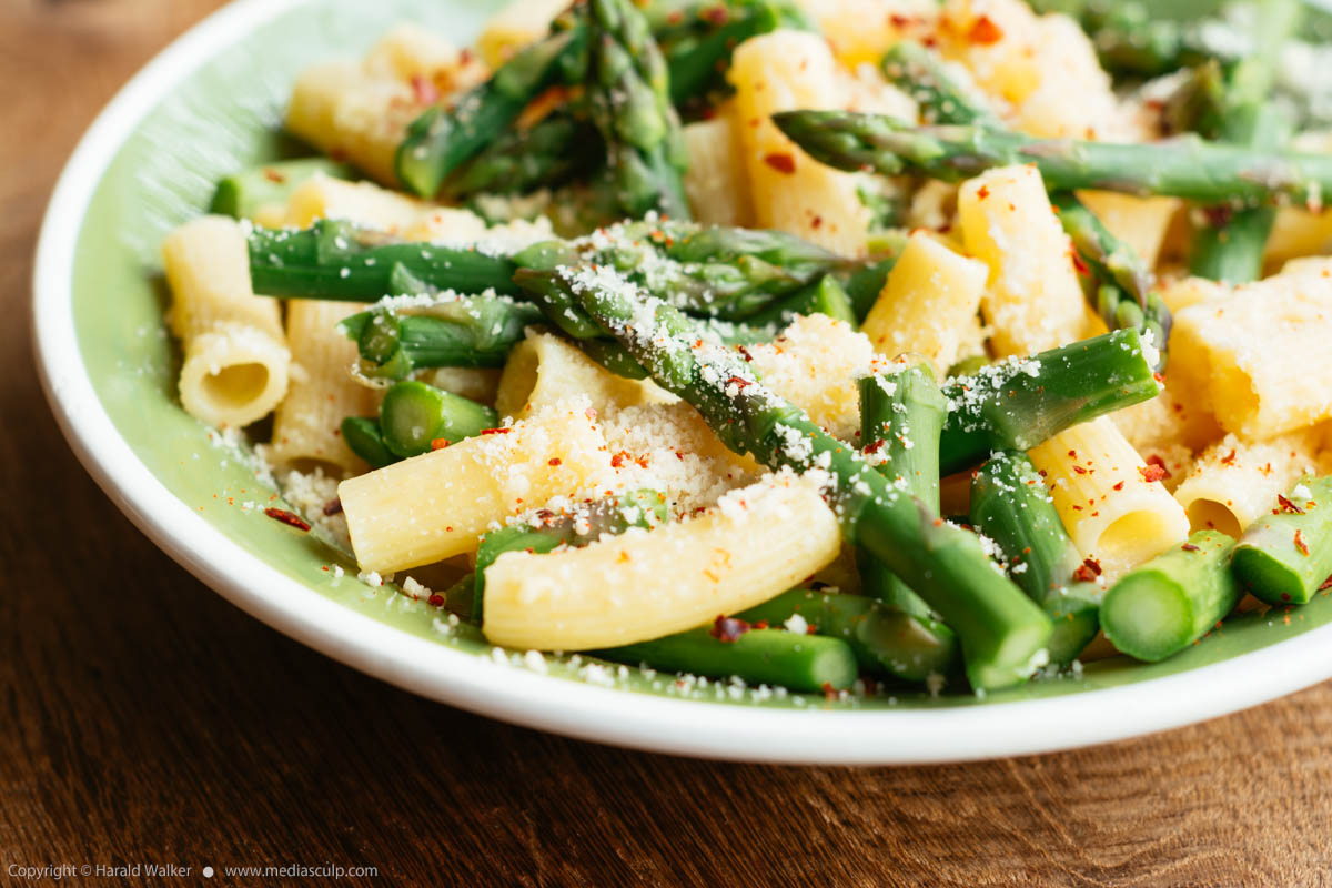 Stock photo of Pasta with Asparagus and Creamy Almond Sauce