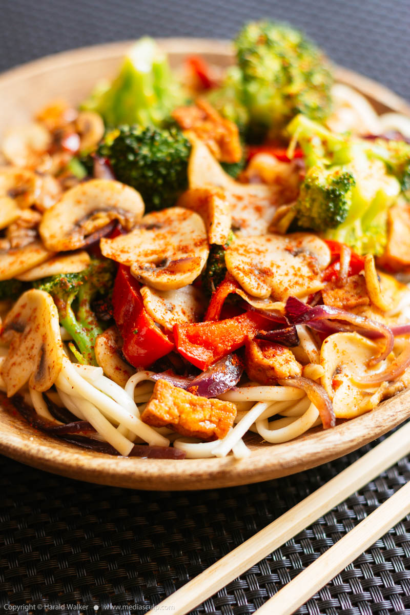 Stock photo of Asian Stir-Fry Veggies On Noodles