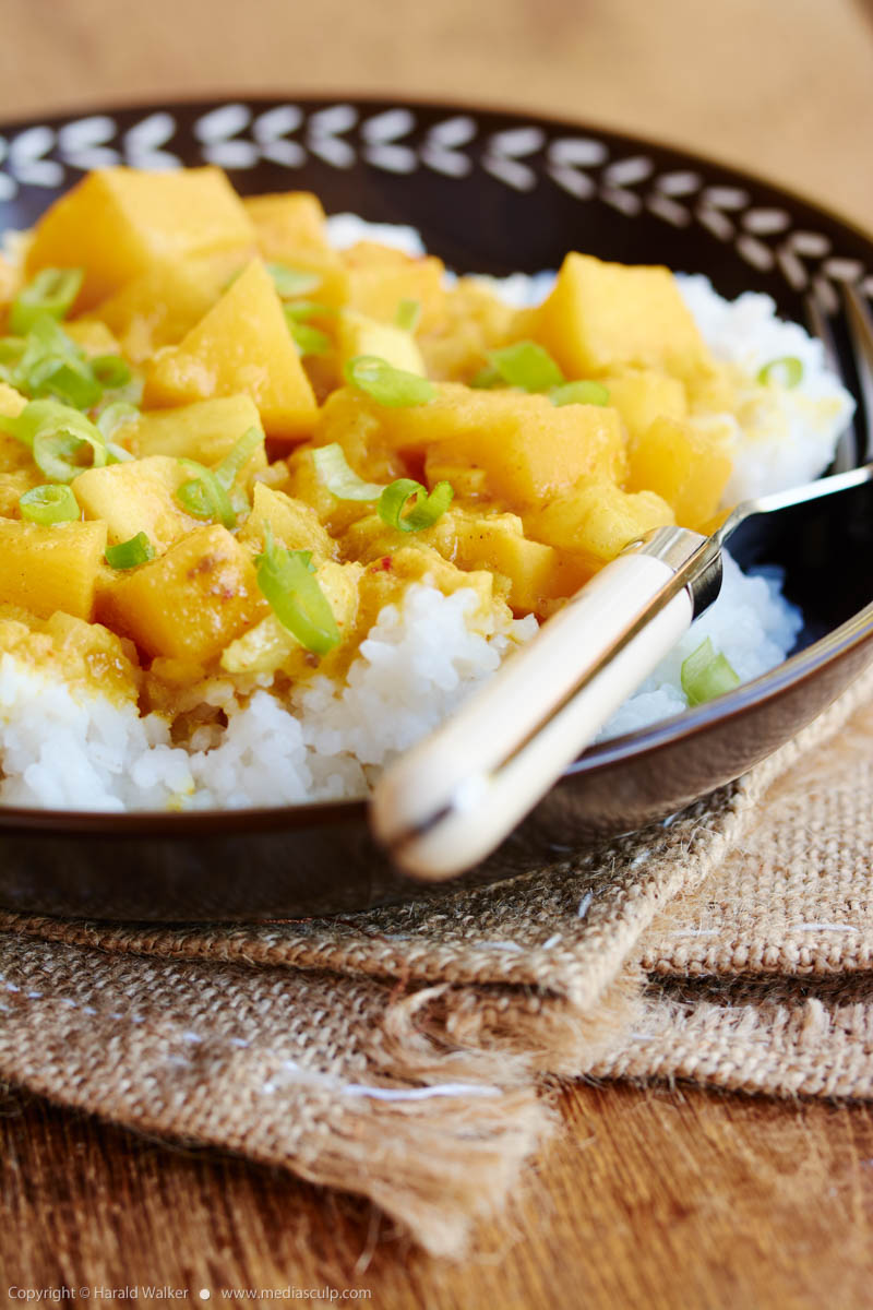 Stock photo of Curried Rutabaga and Apple on Rice