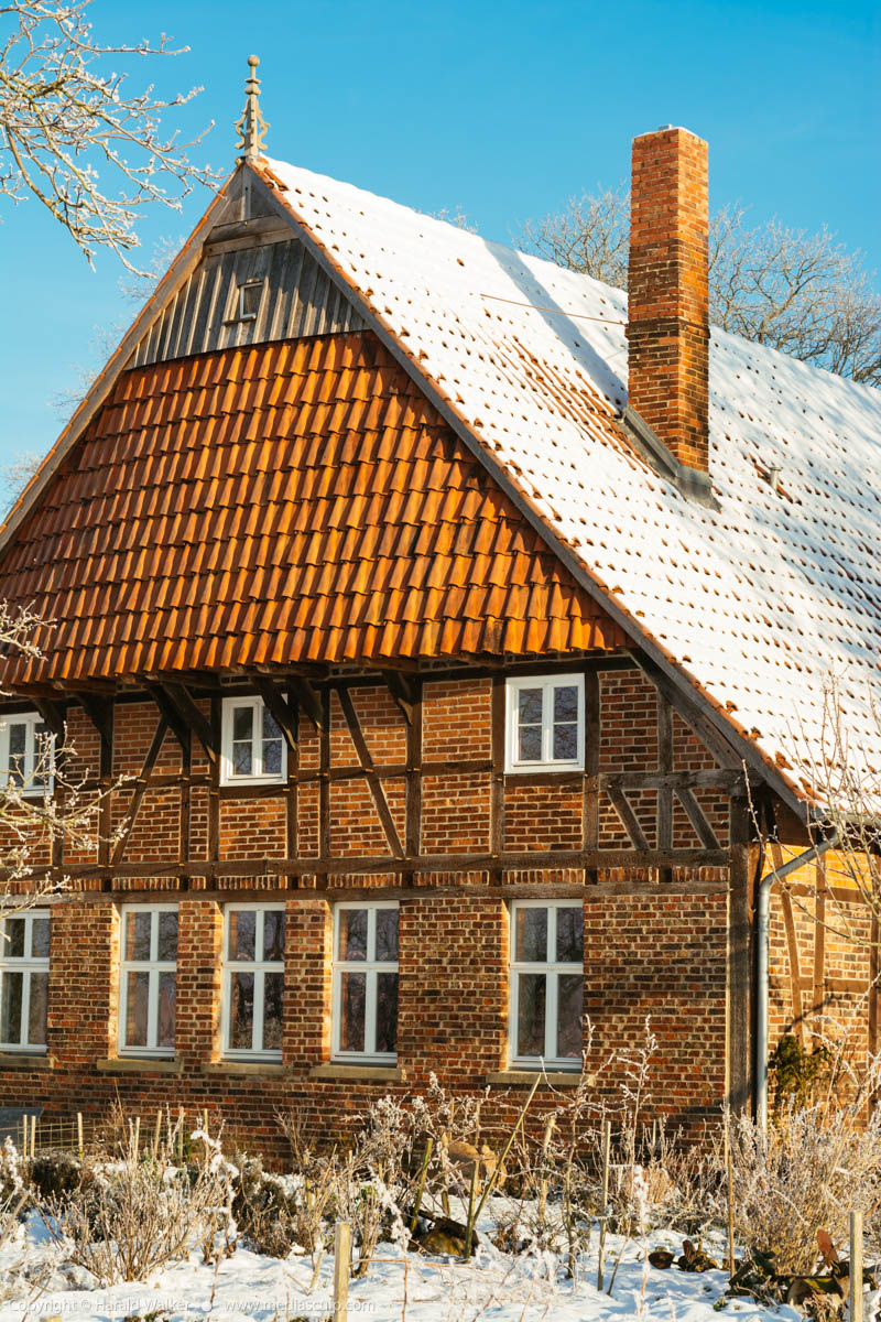 Stock photo of Farm house in the winter