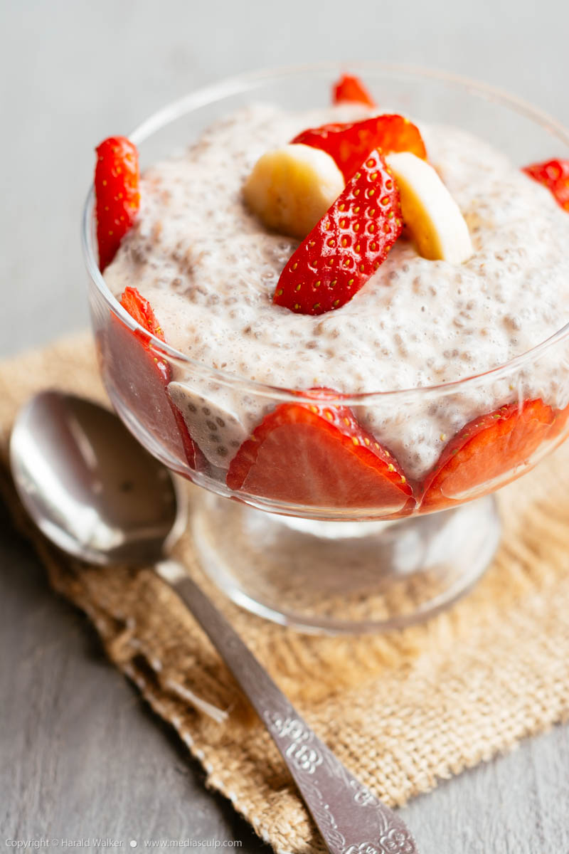 Stock photo of Banana chia seed pudding