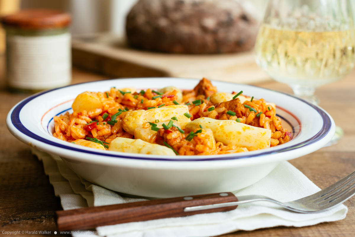 Stock photo of Roasted Paprika Risotto with Asparagus