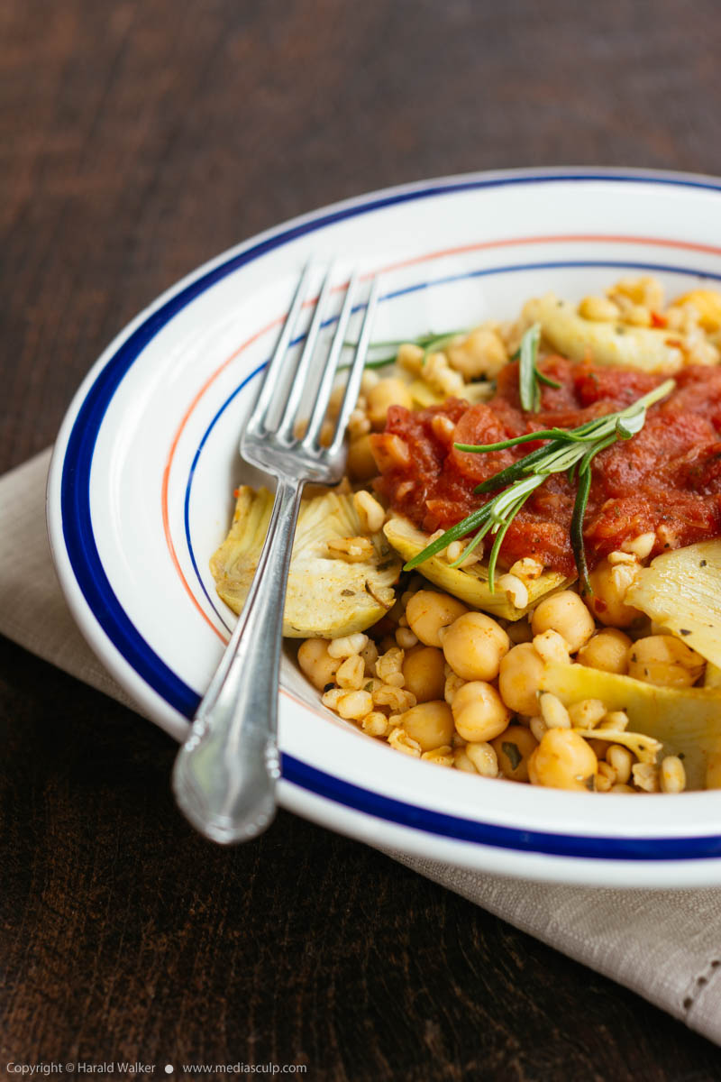 Stock photo of Farro with Chickpeas and Artichokes