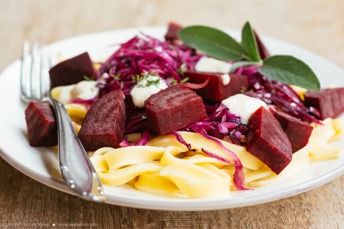 Stock photo of Beets and Red Cabbage On Pasta