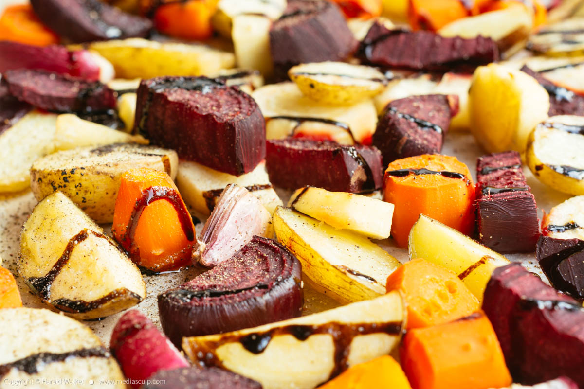 Stock photo of Roasted Root Vegetables with Balsmic Vinegar
