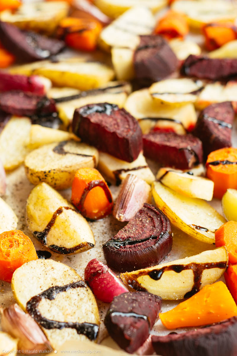 Stock photo of Roasted Root Vegetables with Balsmic Vinegar