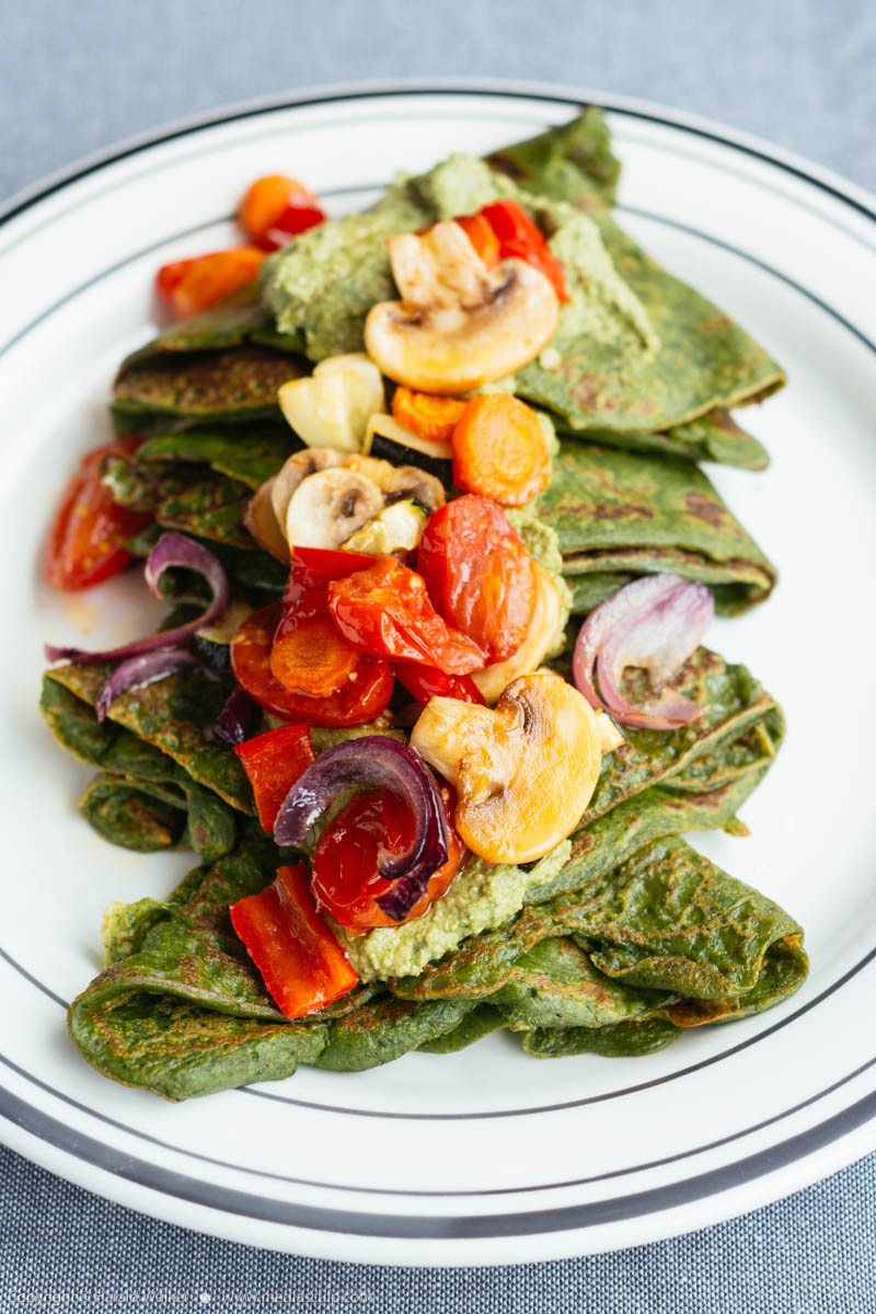 Stock photo of Spinach Crepes with Arugula Pesto