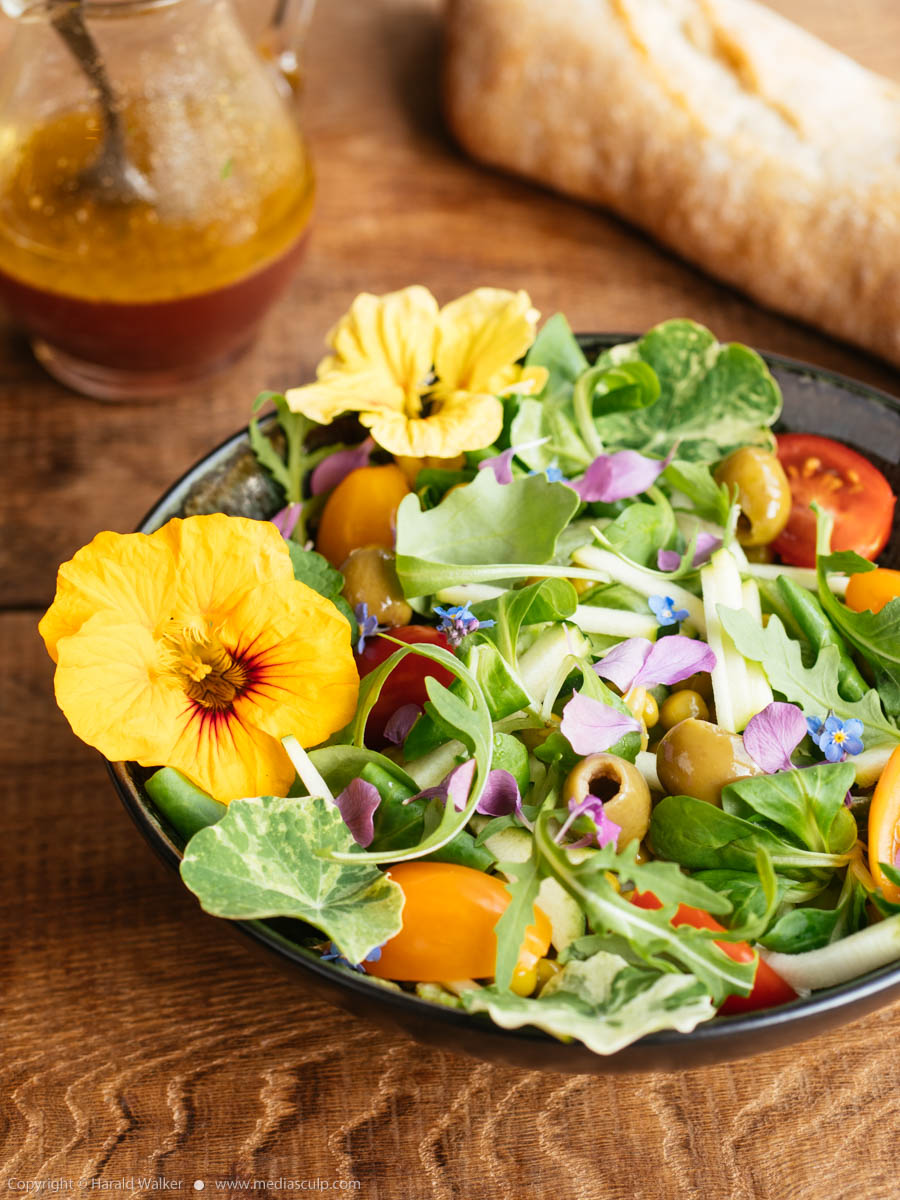 Stock photo of Mixed Salad with Edible Flowers