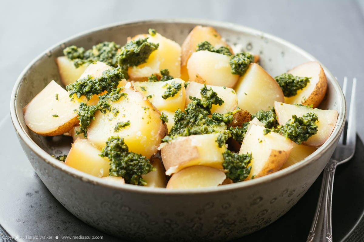 Stock photo of Potatoes with Zhoug