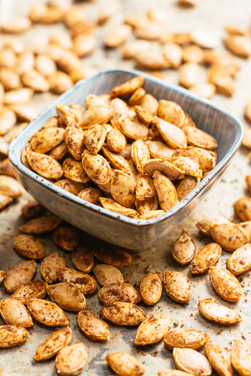 Stock photo of Spicy roasted squash seeds