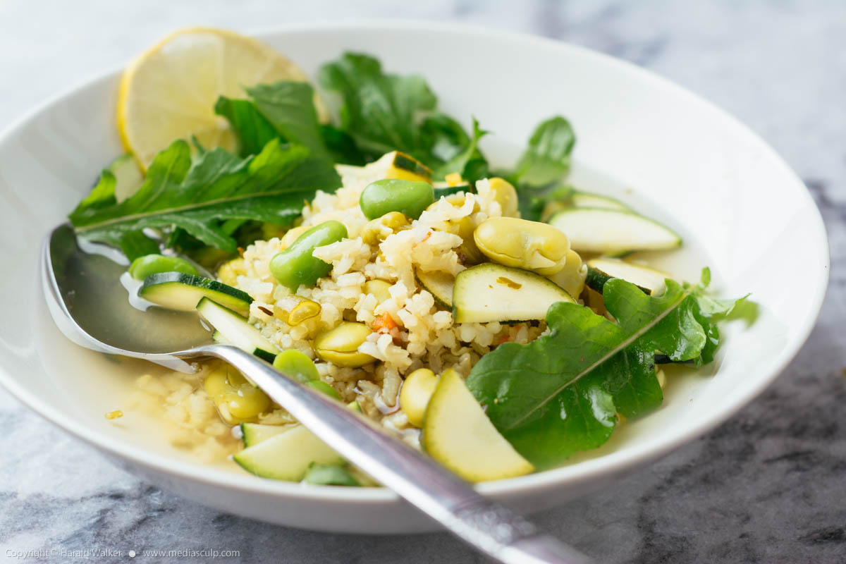 Stock photo of Lemony Fava Bean and Rice Soup