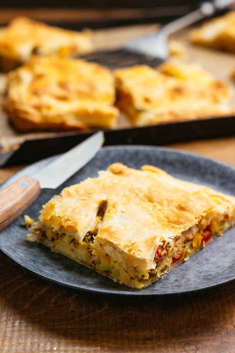 Stock photo of Vegetable Pie made with Hummus