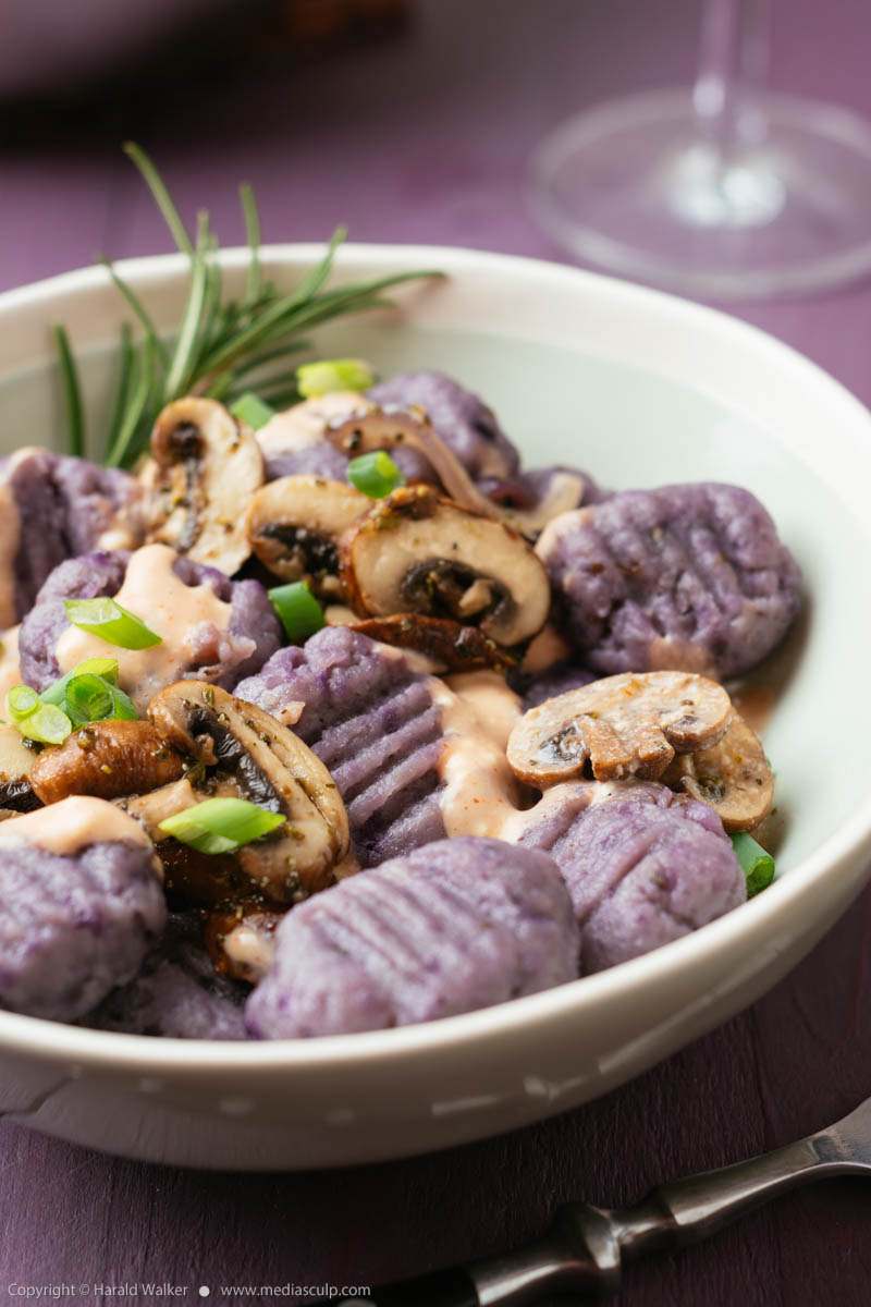 Stock photo of Purple potato gnocchi