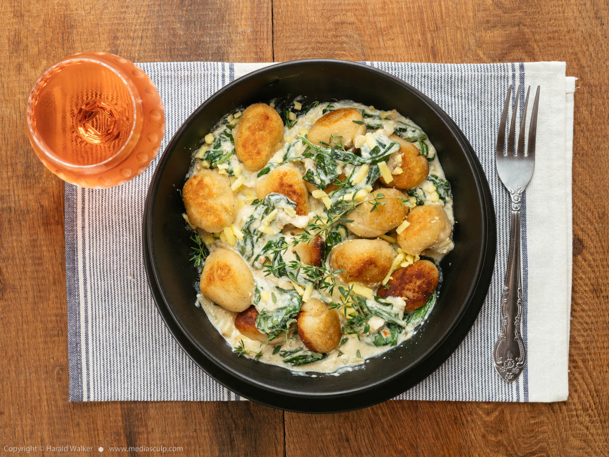 Stock photo of Cauliflower Gnocchi with Creamed Spinach Sauce