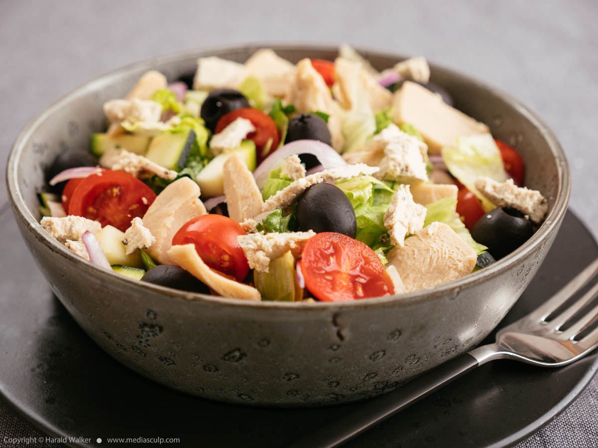 Stock photo of Vegan Greek Chickun Salad