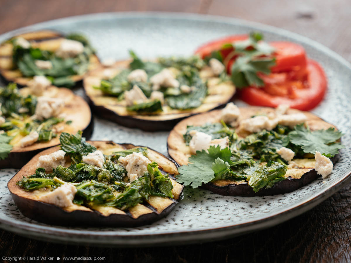 Stock photo of Grilled Eggplant with Herbs and Vegan Feta