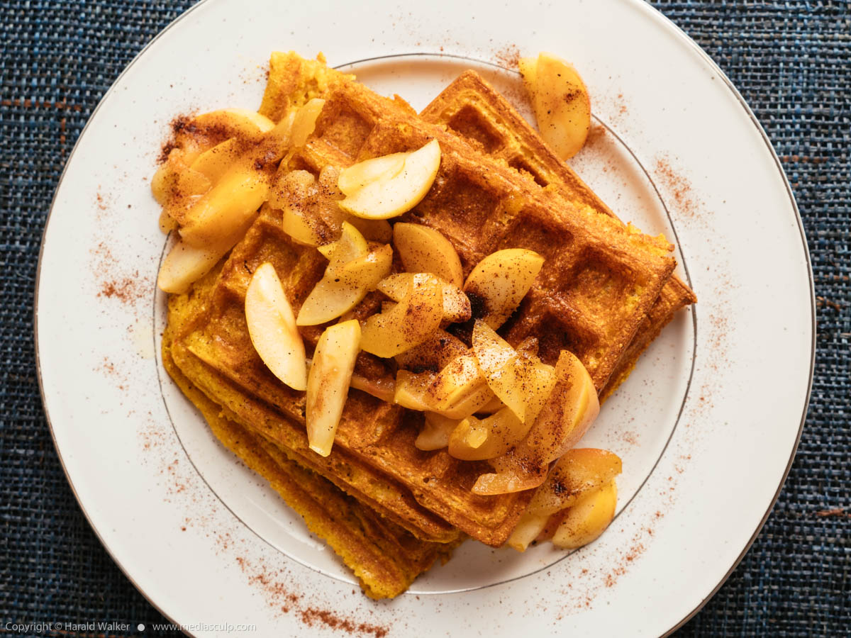 Stock photo of Pumpkin Waffles with Apples