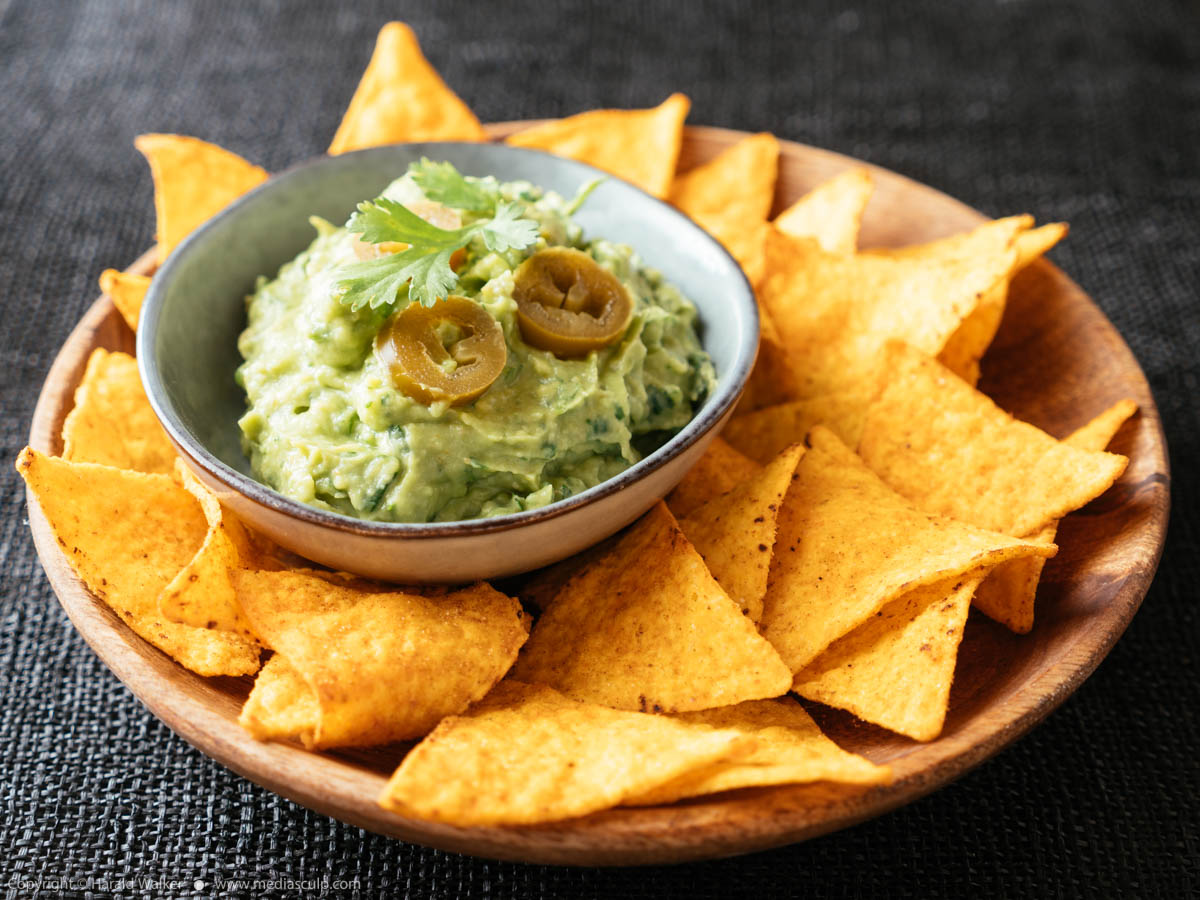 Stock photo of Guacamole with Corn Chips
