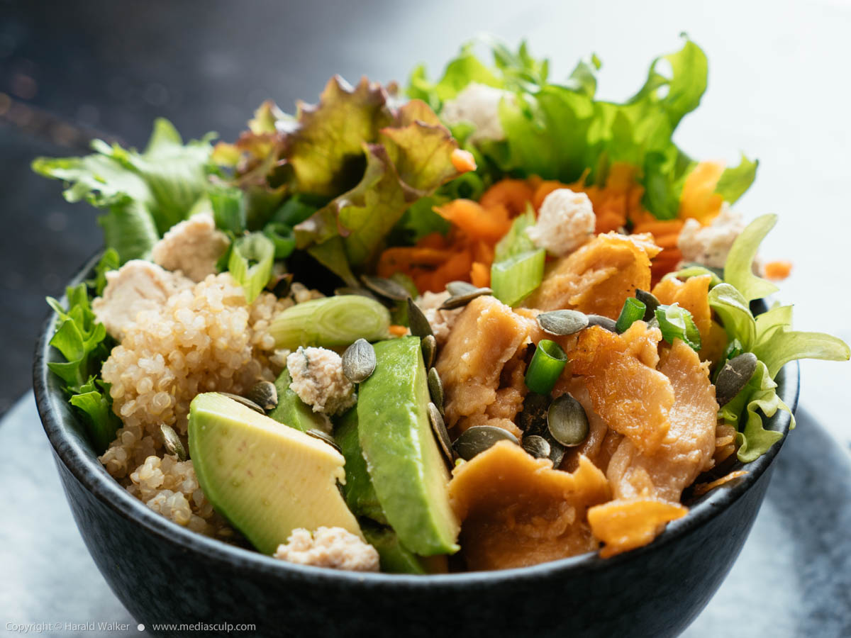 Stock photo of Vegan Chickun Bowl with Quinoa