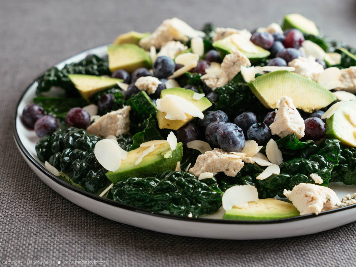 Stock photo of Blueberry and Kale Salad with Avocado