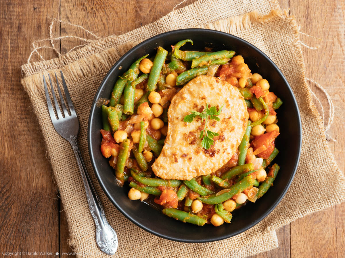 Stock photo of Green Bean and Tomato Stew with Chickpeas