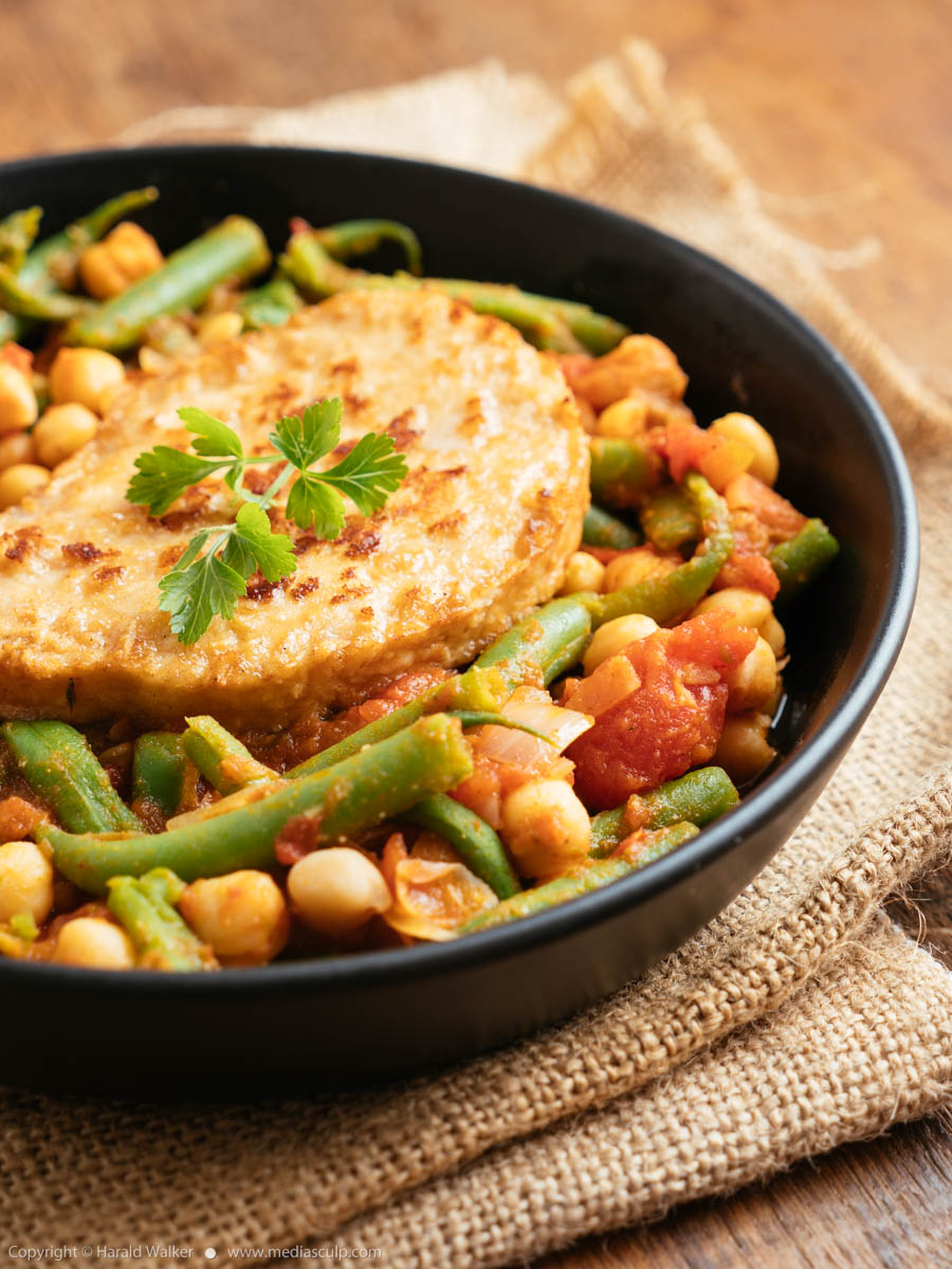 Stock photo of Green Bean and Tomato Stew with Chickpeas