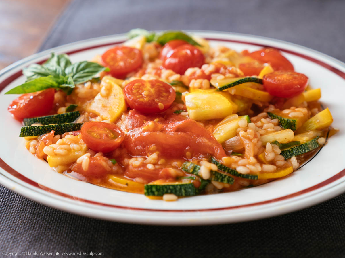 Stock photo of Zucchini, Tomato Risotto