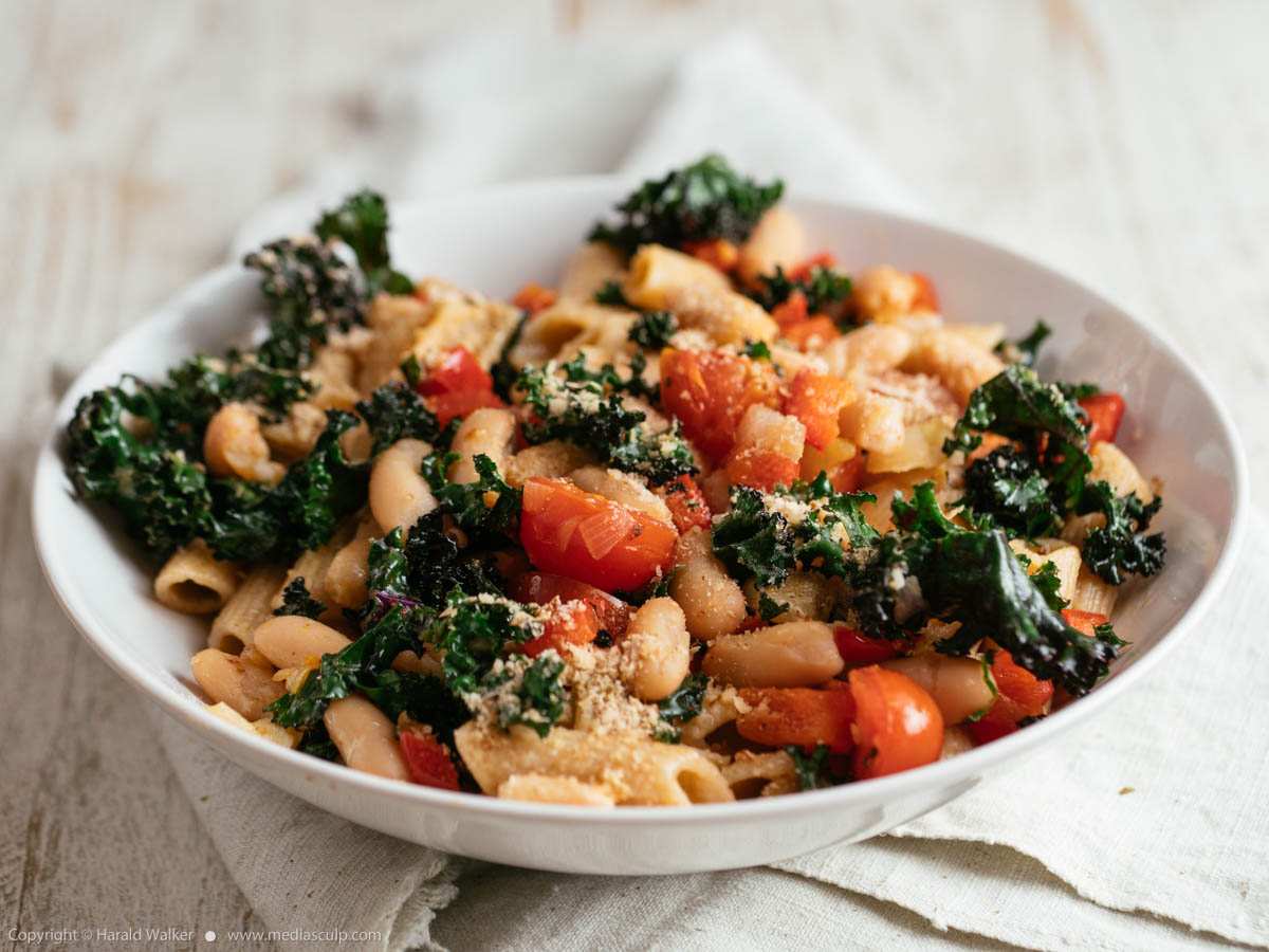 Stock photo of Kale, Pasta and White Beans