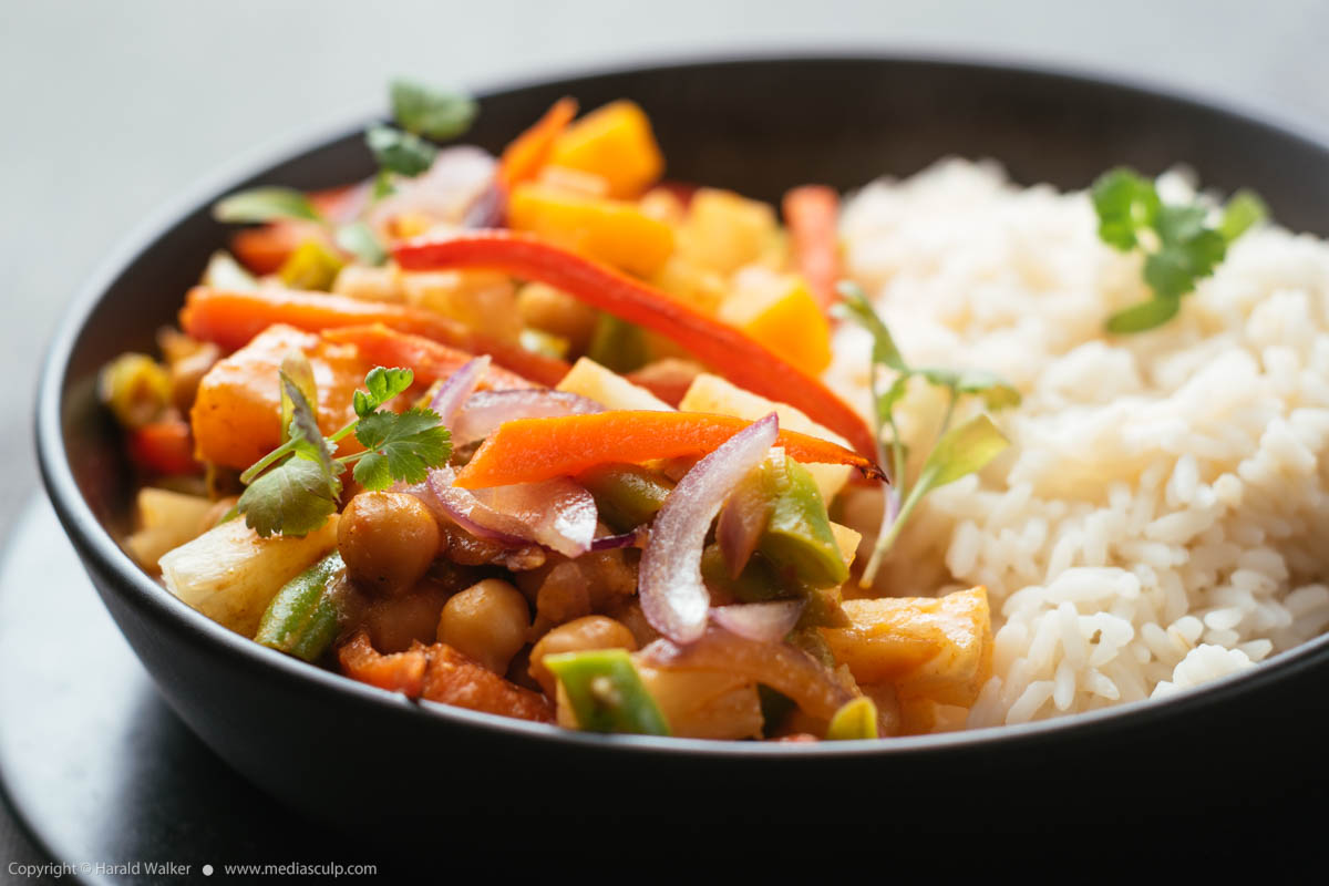 Stock photo of Thai Winter Squash, Green Bean and Chickpea Curry