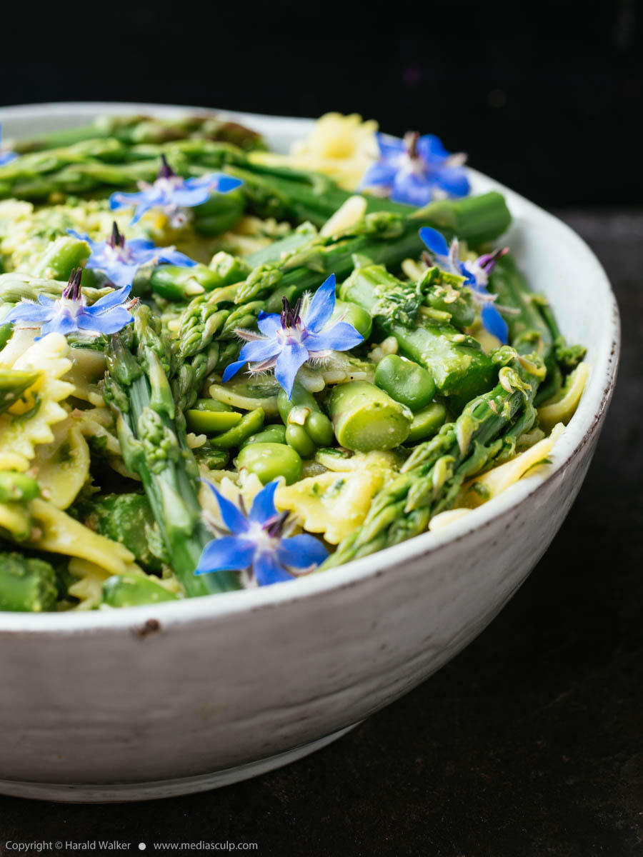Stock photo of Bow-tie Pasta with Springtime Vegetables