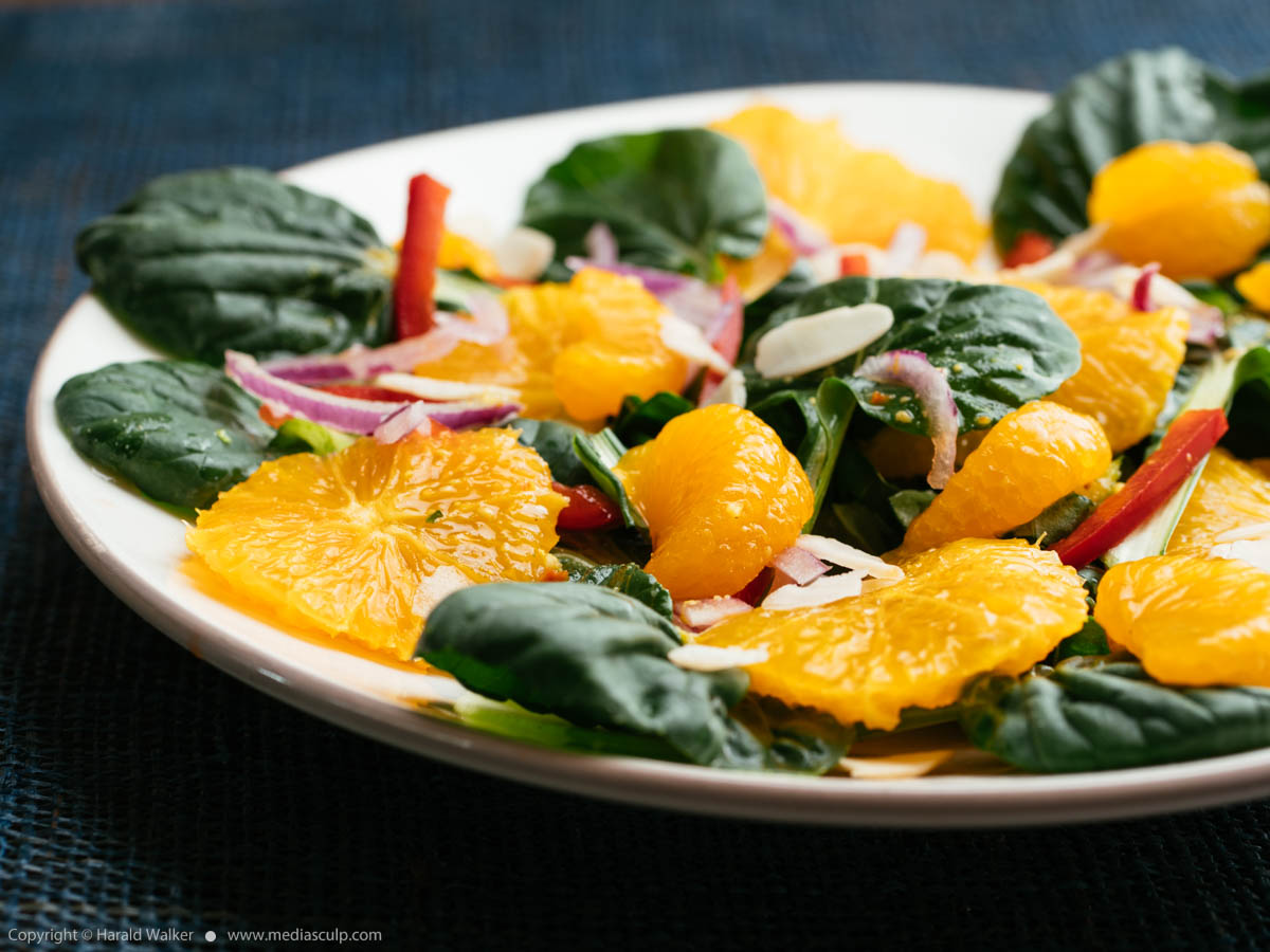 Stock photo of Tatsoi, Orange and Mandarin Salad