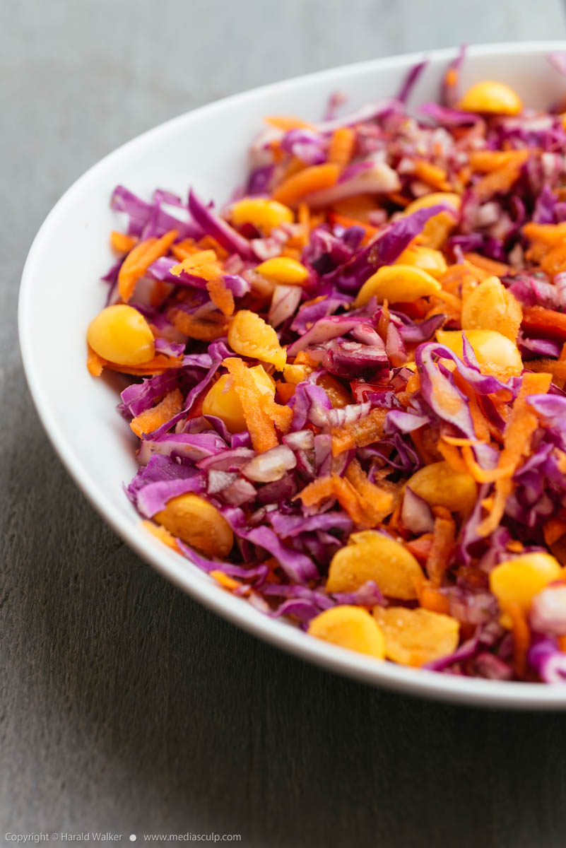 Stock photo of Red Cabbage Coleslaw with Physalis