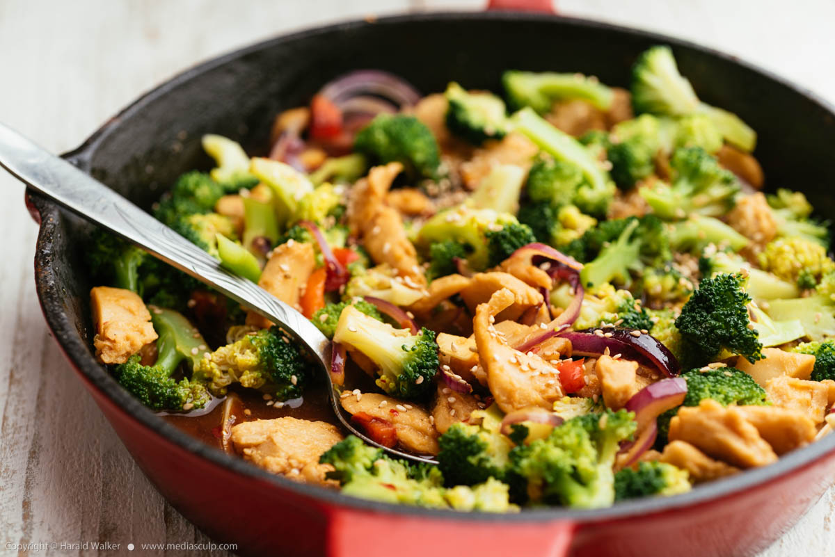 Stock photo of Broccoli, Vegan Chickun Stir-fry