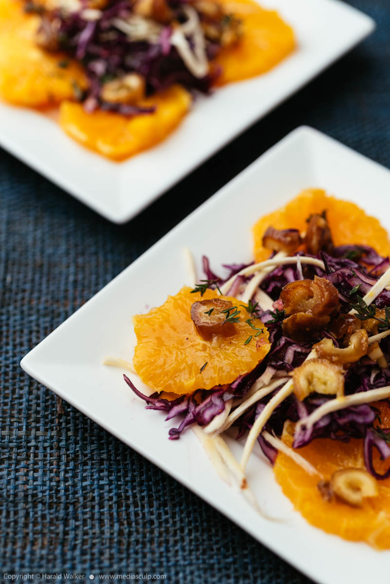 Stock photo of Red Cabbage, Parsnip with Oranges and Dates