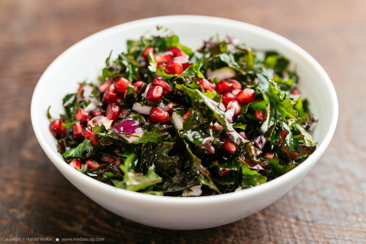 Stock photo of Red Russian Kale with Pomegranates