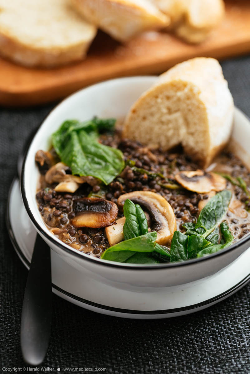 Stock photo of Creamy Mushroom and Black Lentil Stew