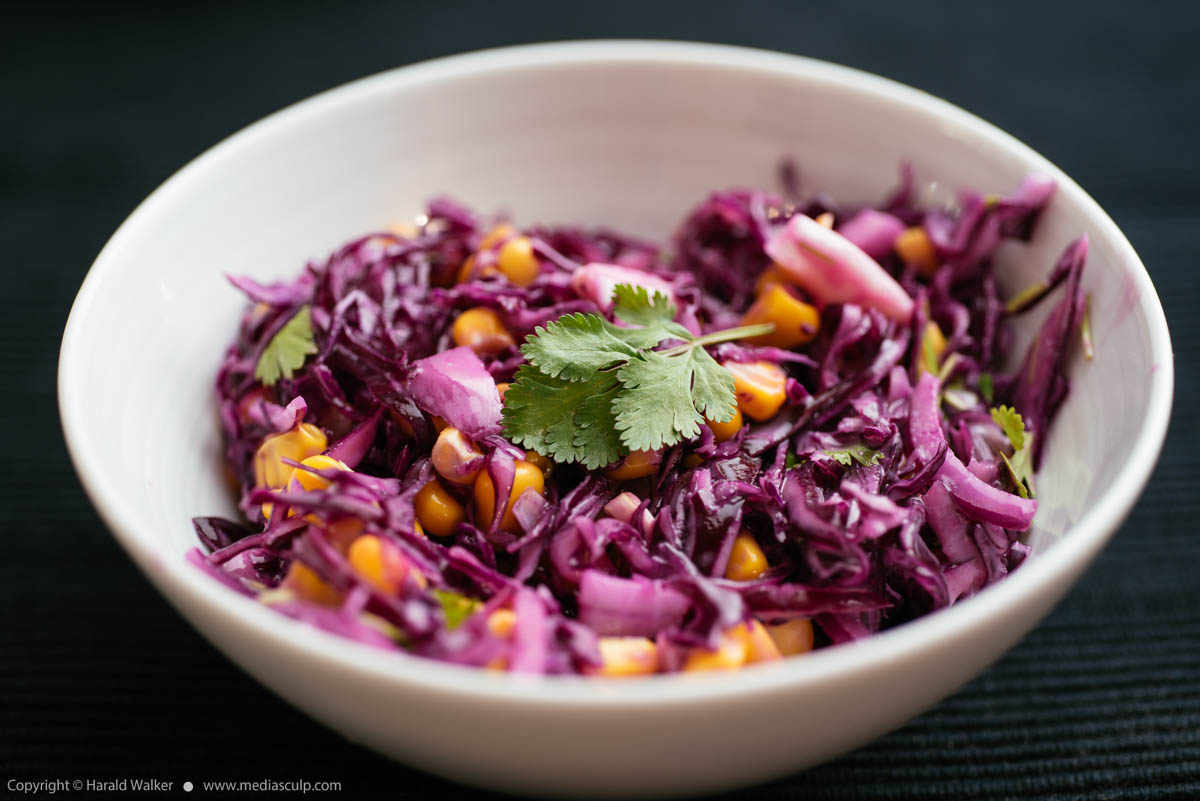 Stock photo of Red Cabbage Slaw with Corn and Coriander