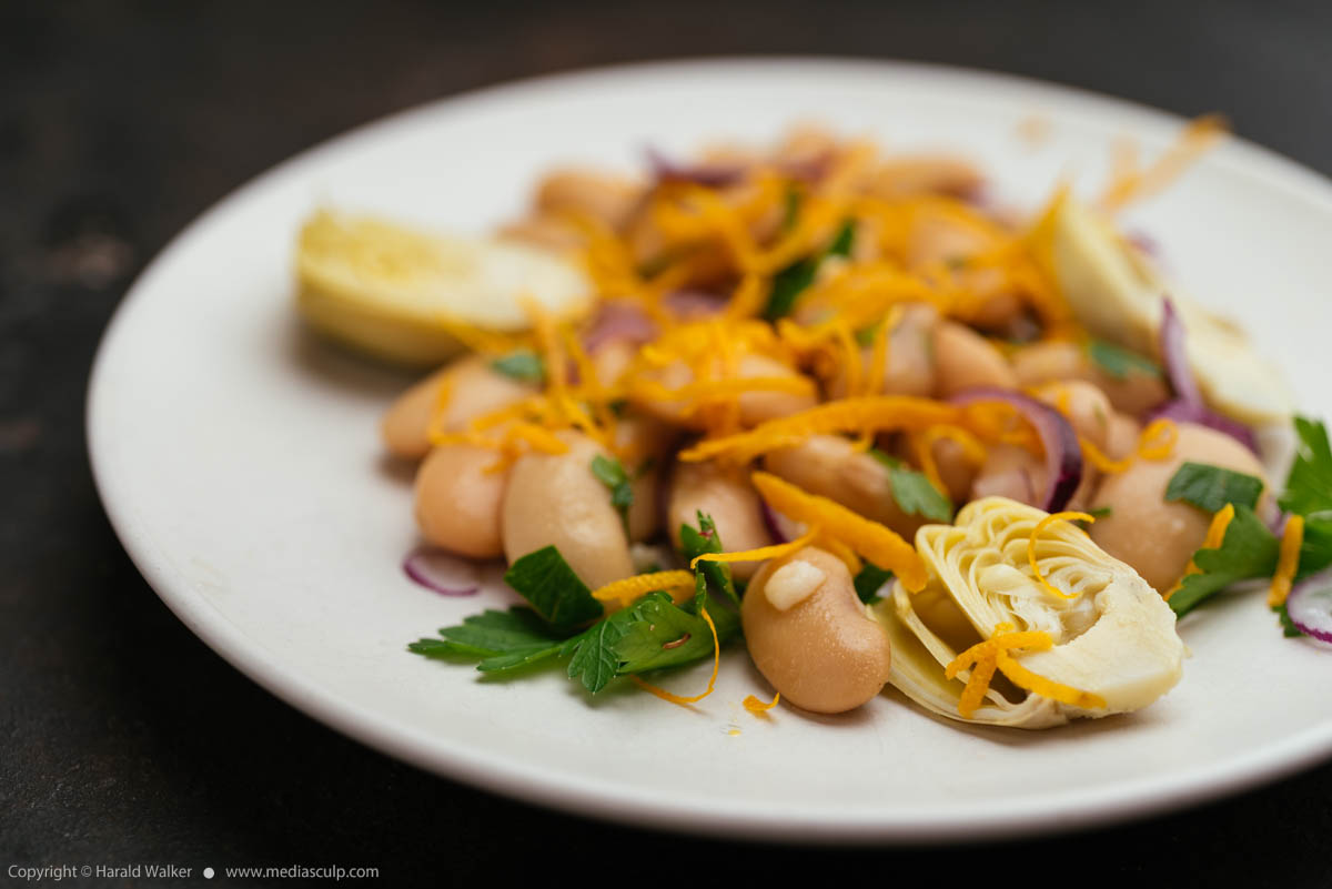 Stock photo of Great Northern Beans Salad with Artichoke and Orange dressing