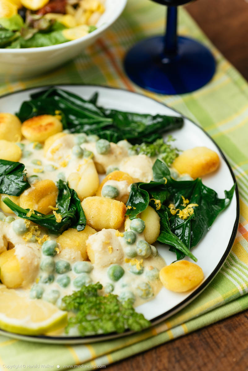 Stock photo of Gnocchi with Peas, Spinach and a Creamy Lemon Sauce