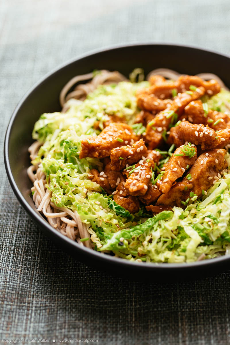 Stock photo of Spicy Soy Curls on Savoy Cabbage