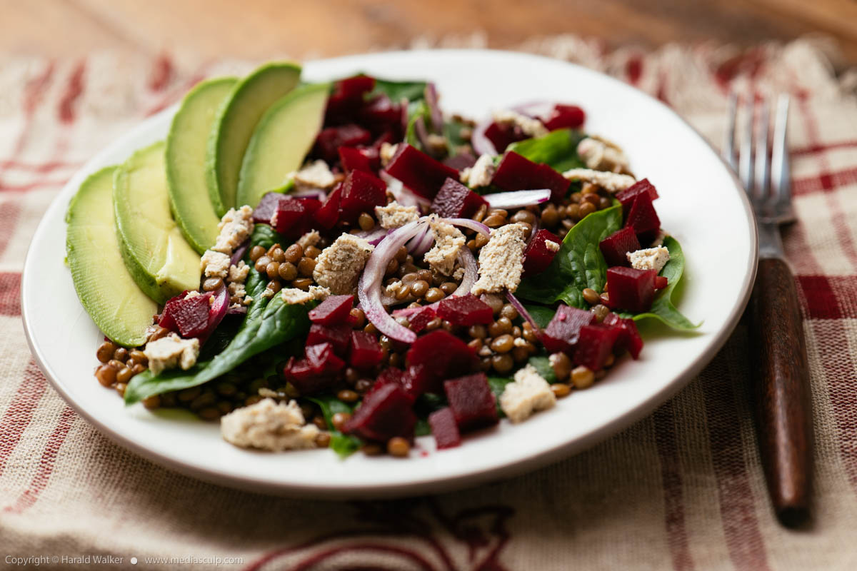 Stock photo of Lentil, Beet, Spinach Salad