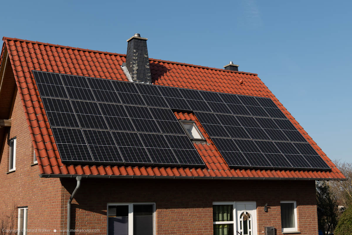 Stock photo of House with solar panels