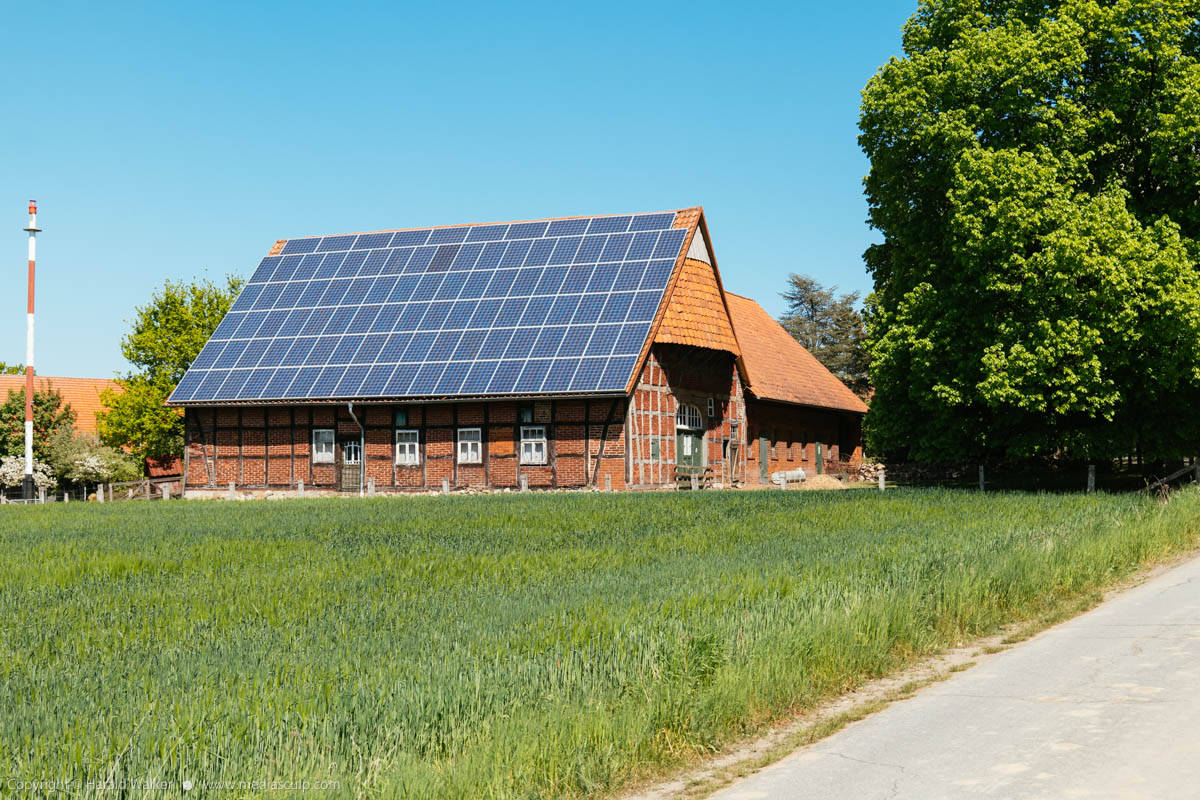 Stock photo of Farm with solar panels