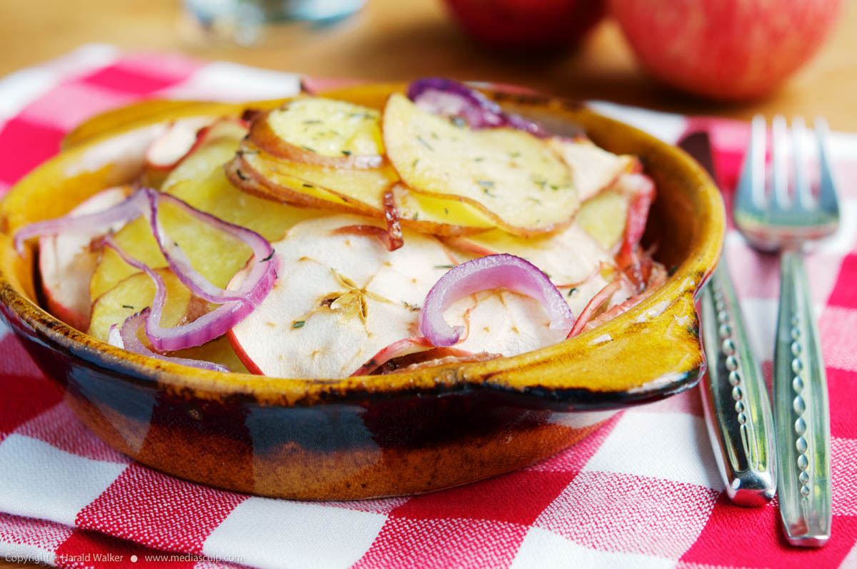 Stock photo of Potato, Apple and Onion Gratin