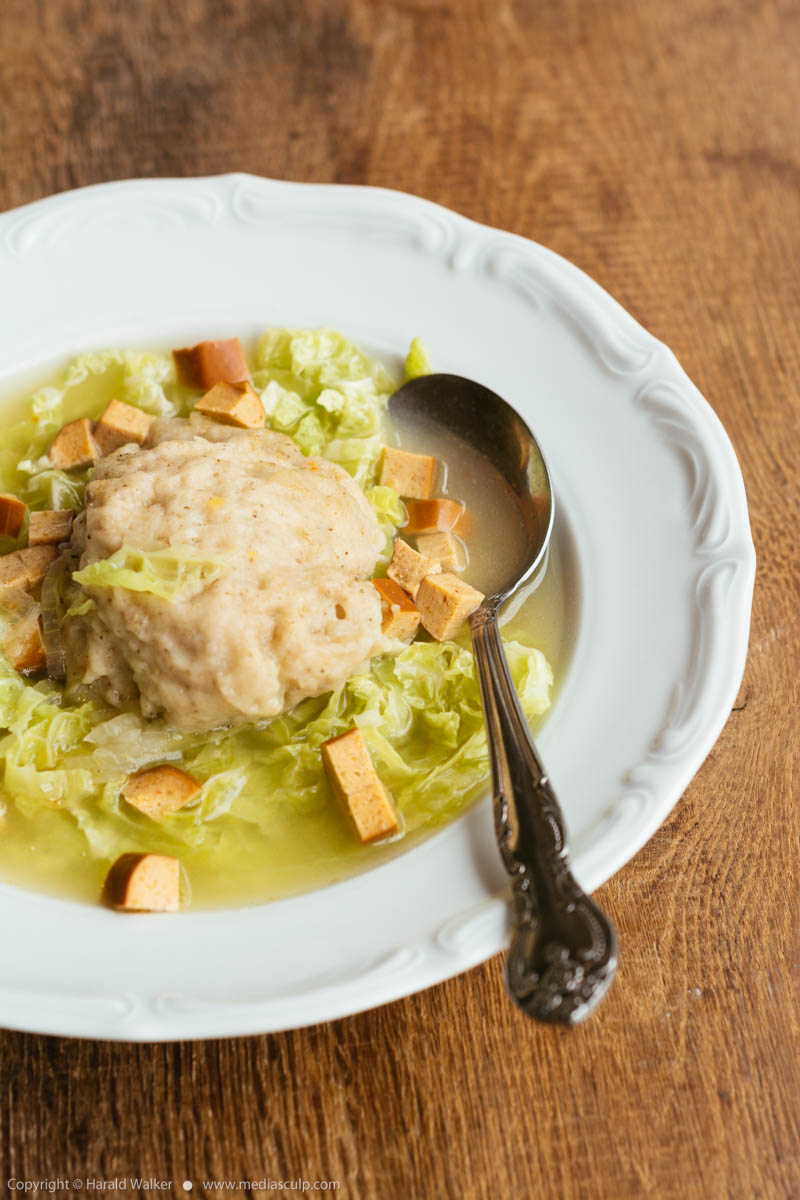 Stock photo of Savoy Cabbage Soup with Buckwheat Dumplings